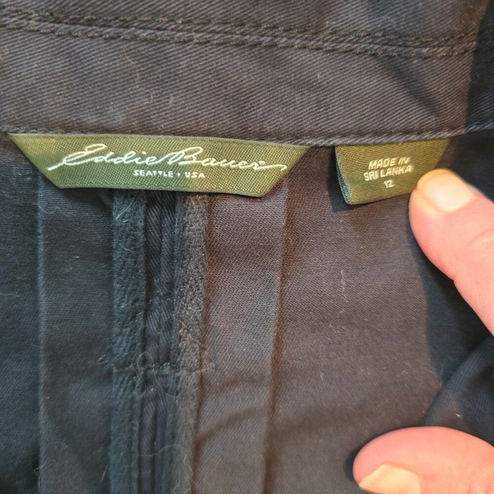 Eddie Bauer Legend Wash Navy Stretch Canvas Utility Wash Blazer Jacket Size 12 - Picture 2 of 6